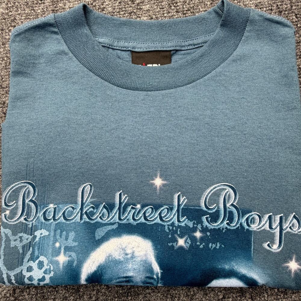 NEW- Vintage 2001 Backstreet Boys Black & Blue World Tour Graphic T-Shirt Blue S - Picture 8 of 9